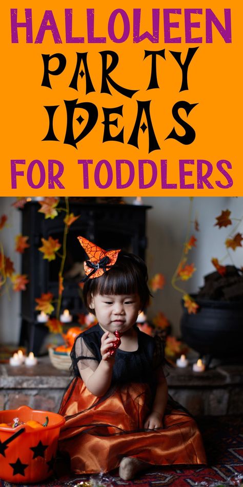 Halloween Toddler Party Games, Halloween Party Activities Toddlers, Halloween Two Year Old, Halloween Party For Toddlers Ideas, Halloween Kids Party Activities, Halloween Party Ideas For Toddlers, Halloween Party Toddlers, Halloween Toddler Food, Toddler Halloween Birthday Party