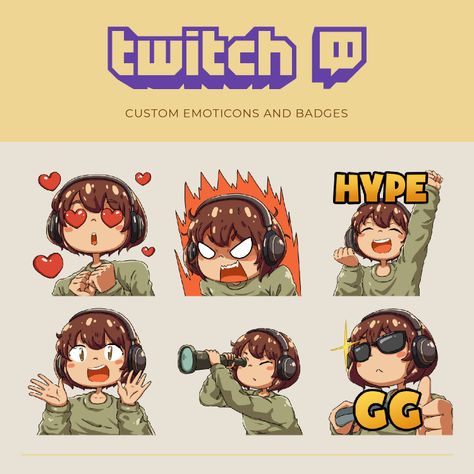 I will create cute custom twitch emotes or badges Emote Ideas, Chibi Emotes, Twitch Logo, Twitch Streaming, Emotes Twitch, Logo Banner, Twitch Emotes, Twitch Channel, Cute Emoji