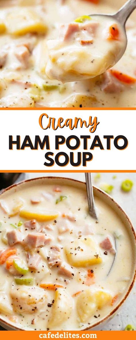 Ham Potato Soup, Ham And Potato Soup, Ham Potato, Potato Soup Crock Pot, Leftover Ham Recipes, Crockpot Recipes Healthy, Ham Soup, Homemade Soup Recipe, Delicious Soup Recipes