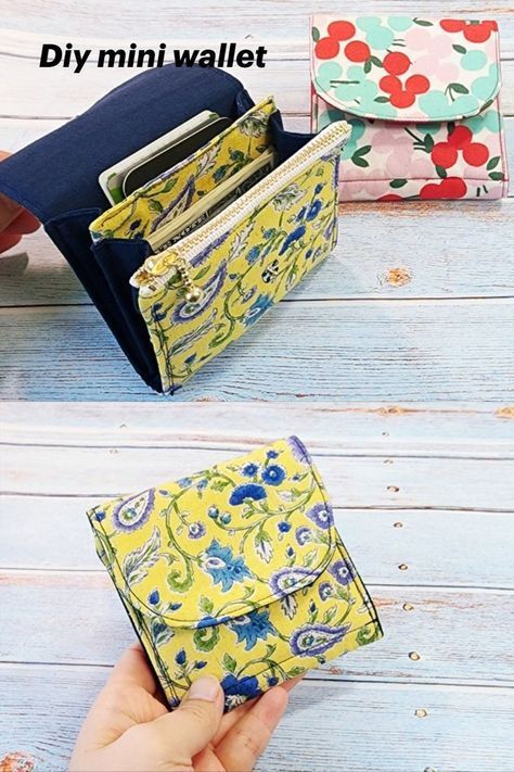 Coin And Card Wallet Diy, Small Wallet Diy, Card Purse Pattern, Diy Mini Wallet, Small Wallet Pattern, Tendersmile Handmade, Diy Wallet Pattern, Wallet Pattern Free, Card Wallet Pattern