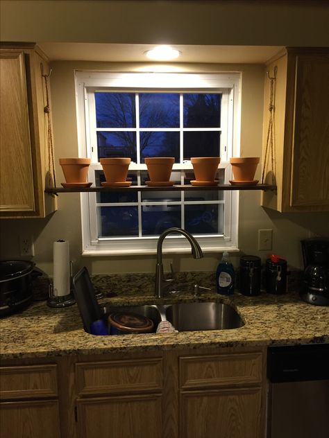 Plant shelf above sink Behind The Sink Shelf, Shelf Between Cabinets Over Sink, Over Sink Plant Shelf, Kitchen Window Shelf Over Sink Ideas, Over The Sink Plant Shelf, Diy Over The Sink Shelf, Diy Over Sink Shelf, Plants Above Kitchen Sink, Space Above Kitchen Sink