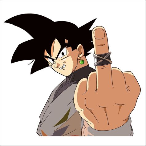 Middle Finger Anime, Anime Middle Finger, Goku Meme, Goku Funny, Goku Pics, Gogeta And Vegito, Funny Dragon, Dragon Ball Wallpaper Iphone, Black Goku