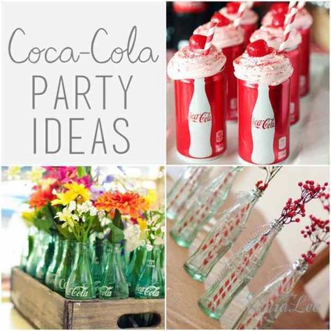 Coke Float Party, Coke Bottle Centerpiece, Soda Theme Party, Coke Party Ideas, Coca Cola Theme Party, Coke Theme Party, Coca Cola Birthday Party, Coca Cola Party Theme, Coke Floats