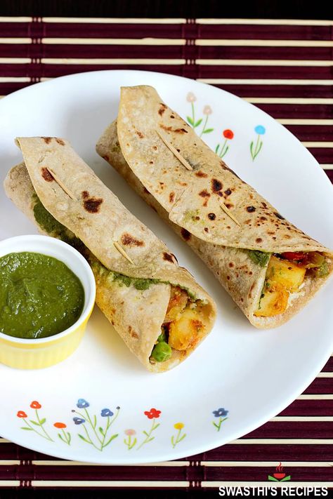 Kathi Roll Recipe https://www.indianhealthyrecipes.com/kathi-rolls-recipe-make-kati-rolls/ Kathi Roll Recipe, Best Indian Food Recipes, Kati Roll, Healthy Indian Breakfast, Kathi Roll, Vegetable Korma, Fried Veggies, Dal Makhani, Indian Breakfast Recipes