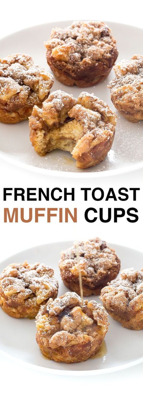 Muffin Cups Recipes, Breakfast Sides Dishes, Baked Food, Menu Sarapan Sehat, French Toast Muffins, Breakfast Sides, Breakfast Appetizers, Cinnamon Streusel, Toast Bread