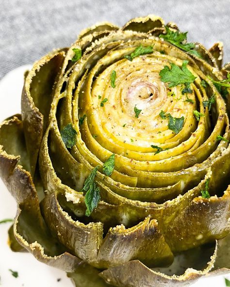 Roasted Artichokes, Baked Artichoke, Roasted Artichoke, Artichoke Recipes, Garlic Parmesan, Worth The Wait, Veggie Dishes, Roasted Garlic, Vegetable Side Dishes