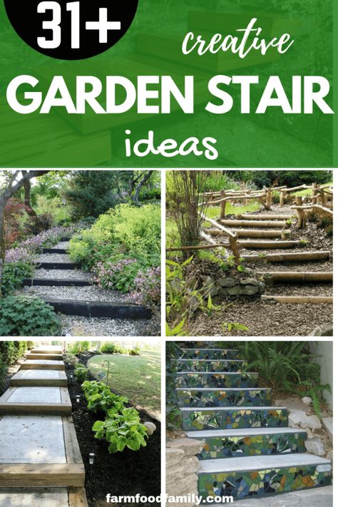 Sloping Pathway Walkways, Forest Steps Pathways, Garden Steps On A Slope, Hill Steps, Dry Riverbed Landscaping, Landscaping Architecture, Hydrangea Landscaping, Stair Ideas, Deck Planters