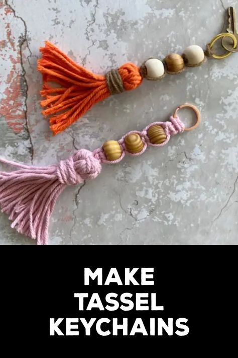 How to Make Tassel Keychains How To Make Tassels, Tassel Keyring, Embellished Clothing, Bag Keychain, Things To Make, Key Organizer, Tassel Keychain, Diy Keychain, Fabric Strips