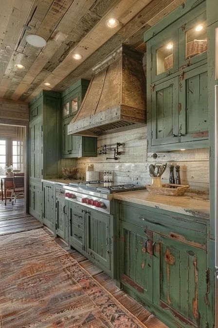 Farmhouse Kitchen Cabinet Colors, Farmhouse Decor Above Kitchen Cabinets, Decor Above Kitchen Cabinets, Farmhouse Kitchen Cabinet, Rustic Farmhouse Kitchen Cabinets, Turquoise Kitchen, Western Kitchen, Above Kitchen Cabinets, Pole Barn House Plans