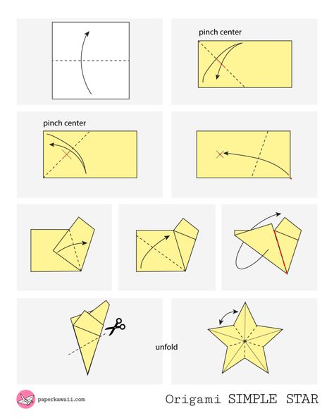 Origami Diagrams - Paper Kawaii Printable Origami Instructions, Origami Návody, Origami Star Instructions, Origami Instructions Easy, Origami Christmas Star, Easy Origami Star, 3d Paper Star, Easy Origami For Kids, Simple Origami