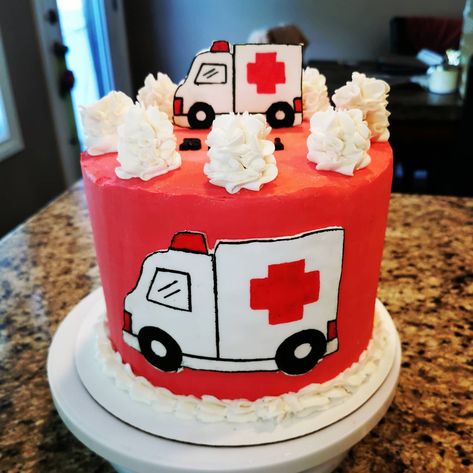 Ambulance Cake, Leaving Cake, Paramedic, Home Design Plans, Design Planning, Ambulance, 3rd Birthday, Cake Ideas, Frosting