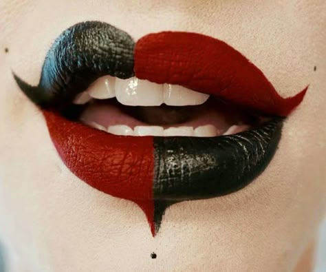 # Lips- Harley Quinn Inspired Pelottava Halloween, Harley Quinn Makeup, Halloweenský Makeup, Lip Art Makeup, Liquid Lipstick Set, Halloween Eye Makeup, Halloween Makeup Inspiration, Halloween Eyes, Smink Inspiration