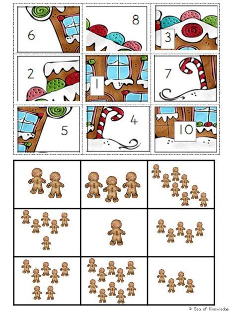 FREE printable puzzle! Kids will count the number of gingerbread men found in each box then paste the matching numeral puzzle piece to build the puzzle. Great Christmas themed math activity! #kids #freeprintable #math #christmas #teachers #math Mystery Pictures Free, Puzzles With Answers, December Kindergarten, Gingerbread Activities, Weather Chart, Kindergarten Christmas, Christmas Teaching, Christmas Worksheets, Math Puzzles