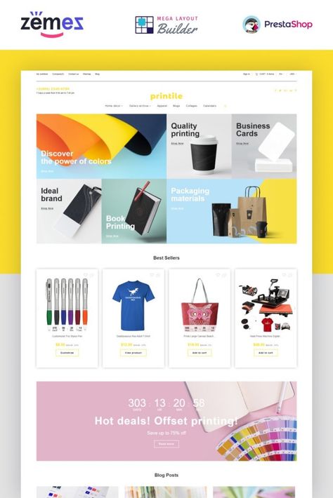 Printile - Print Shop Ecommerce Template PrestaShop Theme Mouth Doodle, Homepage Ideas, Small Mouth, Print Business, Ecommerce Template, Photography Templates, Ecommerce Design, Creative Poster, Company Branding