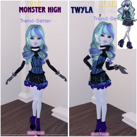 #roblox #dresstoimpress #outfits #fashion #roblodresstoimpress #robloxoutfitideas #monsterhigh #dolls #dresstoimpressideas #twyla Di Monster High, Faiza Core, Roblox Monster High Outfits, Monster High Dti Outfit, Dti Monster High School Outfits, Dti Roblox Monster Highschool, Dti Outfits Ideas Theme Monster High, Monster High Characters Twyla, Monster High Outfits