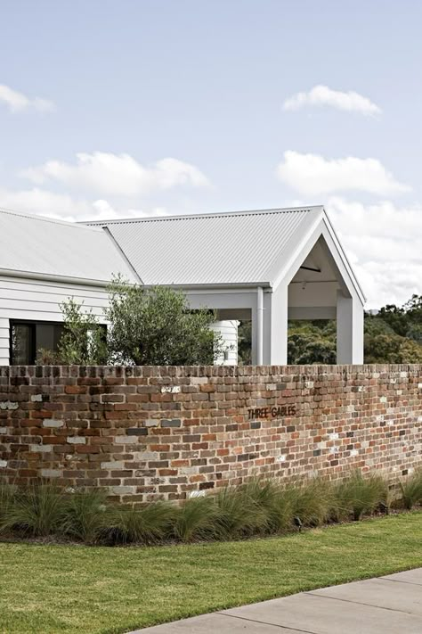 Concrete Island, Modern Coastal Farmhouse, Recycled Brick, Brick Fence, Beach House Exterior, Modern Barn House, Modern Monochrome, Classic Farmhouse, Modern Barn