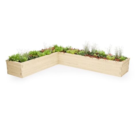 Made to Measure L- Shaped Bed / Choose any size that suits you  | WoodBlocX L Shaped Bed, Garden Retaining Wall, Raised Bed Garden Design, Garden Boxes Raised, Raised Flower Beds, Small Patio Garden, Back Garden Design, Raised Garden Beds Diy, Planter Design