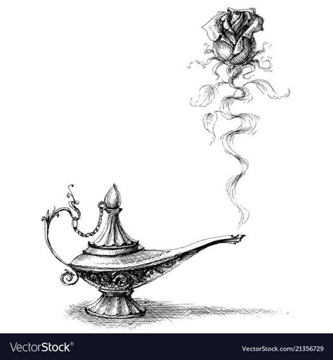 Genie Lamp Tattoo, Genie Tattoo, Aladdin Tattoo, Taurus Bull Tattoos, Hip Tattoo Designs, Lamp Tattoo, Love Concept, Cup Tattoo, Bottle Tattoo