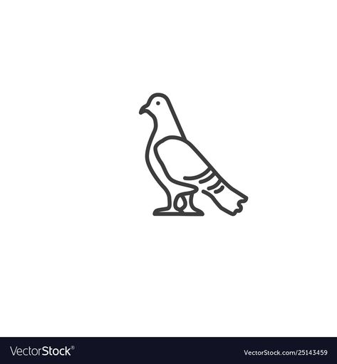 Pigeon Outline Drawing, Pigeon Outline Tattoo, Pigeon Line Art, Simple Pigeon Tattoo, Pigeon Tattoo Design, Tattoo Pigeon, Pigeon Embroidery, Croissant Tattoo, Pigeon Vector