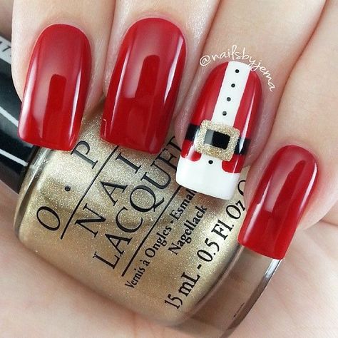 Santa Belt, Santa Nails, Christmas Elegant, Xmas Nail Art, Holiday Nail Designs, Santa Suit, Trendy Nail Art Designs, Cute Christmas Nails, Christmas Gel Nails