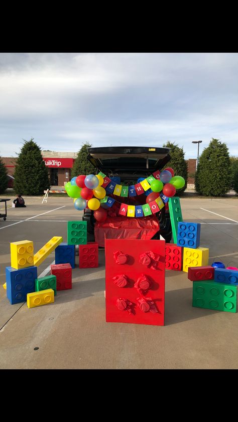 Trunk or treat Trunk Or Treat Lego Theme, Trunk Or Treat Lego, Lego Trunk Or Treat Ideas, Lego Trunk Or Treat, Robotics Classroom, Trunk Or Treat Decor, Lego Theme, Trunk Or Treat Ideas, Decoration Halloween