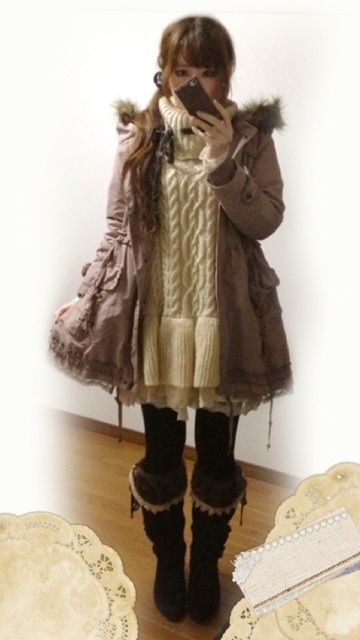 Shojo Winter Outfit, Winter Mori Kei, Pink Mori Kei, Shoujo Fall Outfits, Mori Kei Winter Outfits, Winter Shojo Outfits, Casual Mori Kei, J Fashion Winter, Mori Kei Winter