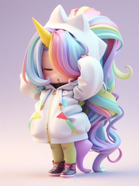 Art Toys Design, Unicorn Outfit, Images Kawaii, Unicorn Girl, Ford Cars, Anime Figurines, Image Fun, Instagram Editing, Cute Chibi