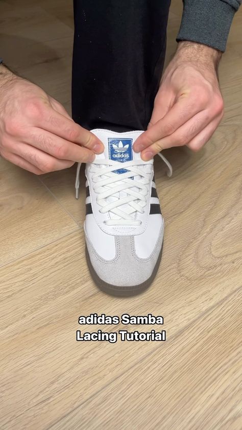 Samba Laces Ideas, Sambas With Different Laces, Tie Sneakers Shoe Lacing, How To Lace Adidas Shoes, How To Tie Laces Sneakers, Tying Shoe Laces, Lace Adidas Shoes, How To Tie Laces, Tie Scarves