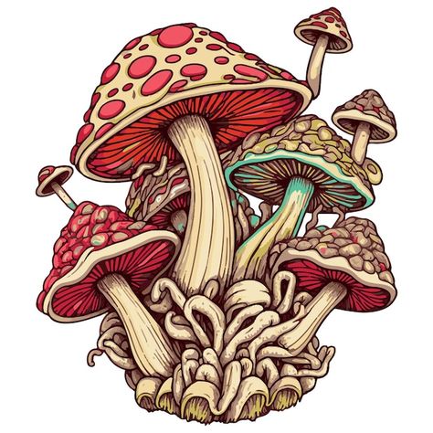 Mushroom Vector, Mushrooms Illustration, Mushroom Cartoon, Mushroom Background, Fungi Illustration, Groovy Mushroom, Mushroom Illustration, Trippy Mushroom, Cartoon Mushroom