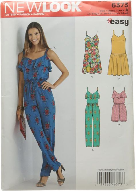 New Look Sewing Pattern 6373: Misses' Jumpsuit or Romper and Dresses, Size A, Multicolor, (8-10-12-14-16-18-20) : Amazon.co.uk: Home & Kitchen Newlook Patterns, 70s Women Fashion, Romper Sewing Pattern, Jumpsuit Pattern Sewing, New Look Patterns, Style Jumpsuit, Stylish Jumpsuit, Romper Pattern, Pant Suits