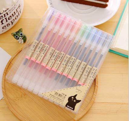 Amazon.com: Colorful Gel Pen [12 in a Pack] - 0.5 mm Fine Tip Pen with Non Toxic, Odor Free, Neutral Gel Ink. Office Stationery: Office Products Muji Aesthetic, Muji Pens, Cool Stationery, Pretty School Supplies, Muji Style, Gel Pens Coloring, Kawaii School, Cute Stationary School Supplies, Cute School Stationary