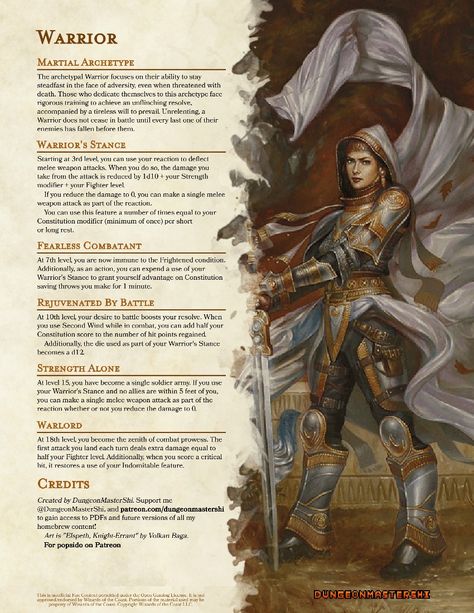 Dnd Fighter Archetype, 5e Fighter Archetypes, Fighter Archetype, Dnd Fighter, Dnd Subclasses, Dungeons And Dragons Rules, D D Races, Dm Screen, Ajin Anime