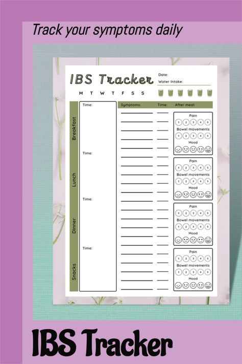 Daily Food And Water Log, Food Journal For Stomach Problems, Food Tracker Bullet Journal, Food Sensitivity Journal, Food Tracker Printable, Symptom Tracker Printable, Symptom Journal, Journal Year, Bullet Journal Tracking