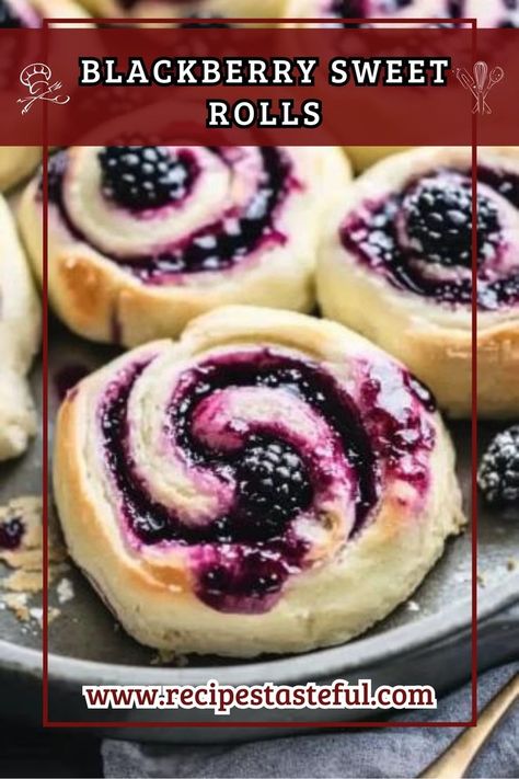 These Blackberry Sweet Rolls are soft, fluffy, and filled with a deliciously sweet and tangy blackberry filling. Perfect for a fruity twist on classic cinnamon rolls, they’re a delightful treat for breakfast or dessert! Blackberry Cinnamon Rolls, Raspberry Rolls Recipe, Blackberry Roll Recipe, Blackberry Rolls, Berry Sweet Rolls, Blackberry Bread, Sweet Rolls Recipe, Blackberry Filling, Sweet Roll Recipe