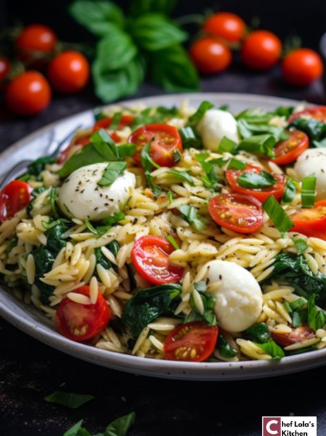 Fresh And Flavorful Caprese Orzo Salad Caprese Orzo Salad, Caprese Orzo, Tomato Mozzarella Salad, Orzo Salad Recipes, Tomatoes Mozzarella, Orzo Pasta Salad, Mozzarella Salad, Easy Pasta Salad Recipe, Orzo Salad