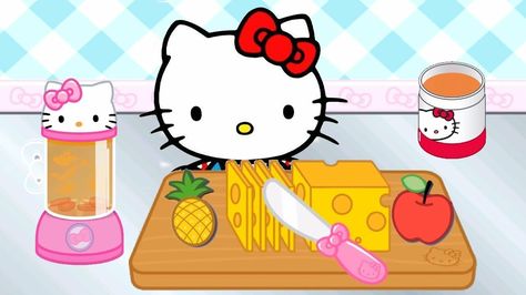 Hello Kitty Lunch Box Hello Kitty Sandwich, Hello Kitty Eating, Hello Kitty Lunch, Hello Kitty Games, Make Lunch, Kid Cupcakes, Kids Game, Making Lunch, Kitty Games