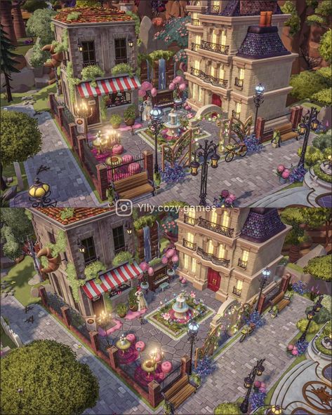 Remys House Dreamlight Valley, Disney Dreamlight Valley Home Ideas, Dreamlight Plaza Ideas, Dreamlight Valley House Ideas Exterior, Disney Valley Ideas, Chez Remy Dreamlight Valley, Dreamlight Valley Inspiration, Plaza Inspo Disney Dreamlight Valley, Disney Dream Light Valley Ideas