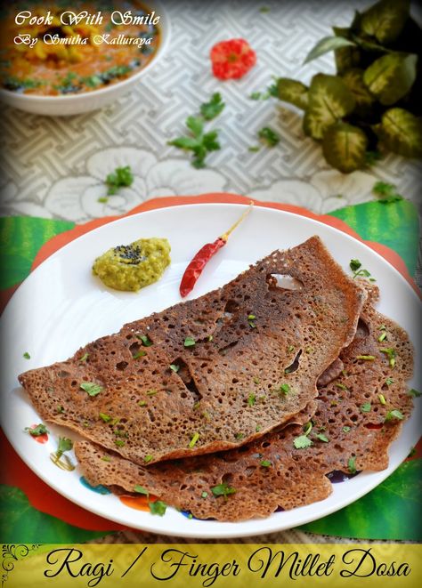 INSTANT RAGI DOSA RECIPe , fingermillet crepes Dosa Varieties, Marajuana Recipes, Bienenstich Recipe, Ragi Recipes, Herring Recipes, Ragi Dosa, Cannelloni Recipes, Finger Millet, Millet Recipes