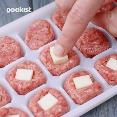 Ice Cube Tray Snacks, Ice Cube Tray Desserts, Ice Cube Tray Recipes, Flavored Ice Cubes, Freezer Cooking Recipes, Cookist Wow, Edible Creations, Mini Burgers, Gluten Free Dairy Free Recipes