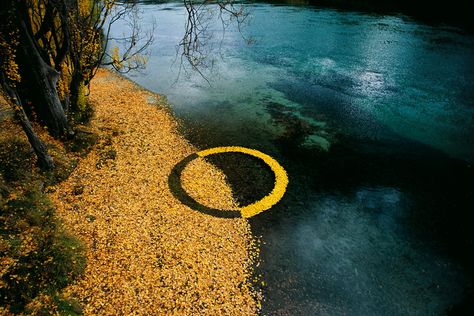 Using sticks, leaves, stones and ice, environmental artist and photographer Martin Hill and his partner Philippa Jones have been exploring cycles of nature by creating temporary circular sculptures for over 20 years.  http://www.thisiscolossal.com/2014/01/ephemeral-environmental-sculptures-evoke-cycles-of-nature/ Environmental Sculpture, Environmental Artist, Ephemeral Art, Richard Long, Andy Goldsworthy, Geometric Sculpture, Earth Art, Sculpture Installation, Outdoor Art