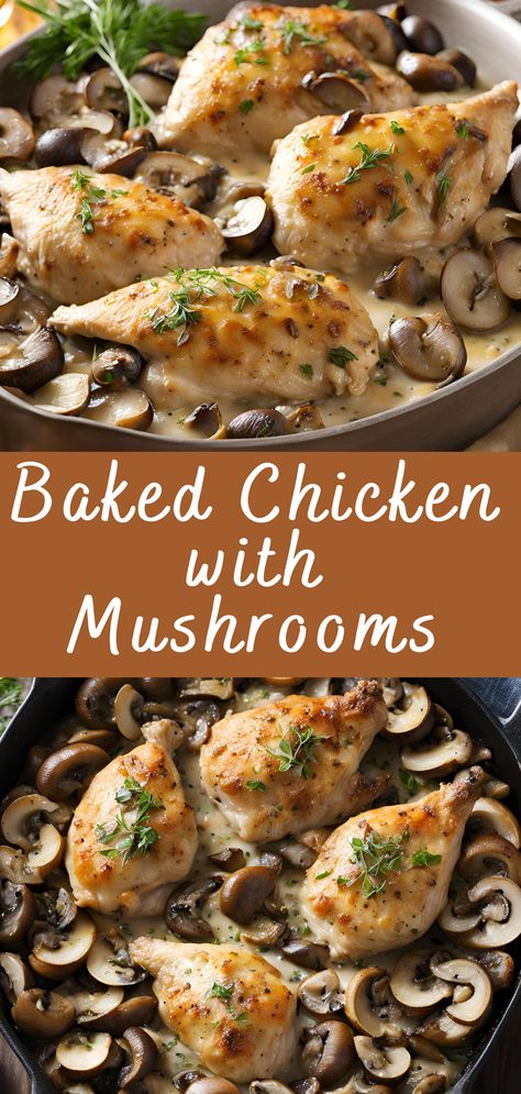 Baked Chicken with Mushrooms Recipe | Cheff Recipes Chicken And Mushroom Recipes Baked, Baked Chicken Mushroom Recipes, Chicken Breast Mushroom Recipes, Chicken Recipes With Mushrooms, Chicken Breast And Mushroom Recipes, Easy Chicken Mushroom Recipes, Chicken Breast Recipes With Mushrooms, Chicken With Mushrooms Recipes, Chicken And Mushrooms Recipes