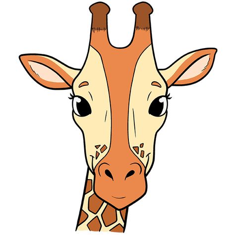 Giraffe Head Drawing, Giraffe Drawing Easy, Easy Giraffe Drawing, Draw Neck, Side Face Drawing, Giraffe Face, Simple Face Drawing, Giraffe Neck, Giraffe Drawing