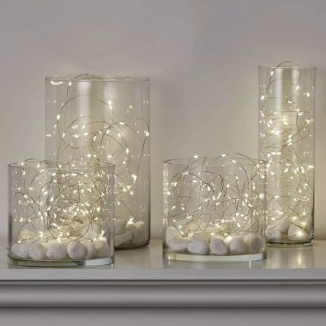 Christmas Lights In Room, Silver Christmas Decorations, Tafel Decor, Vegetable Gardens, White Christmas Decor, Copper Lighting, Jar Lights, Silver Christmas, Halloween Paper