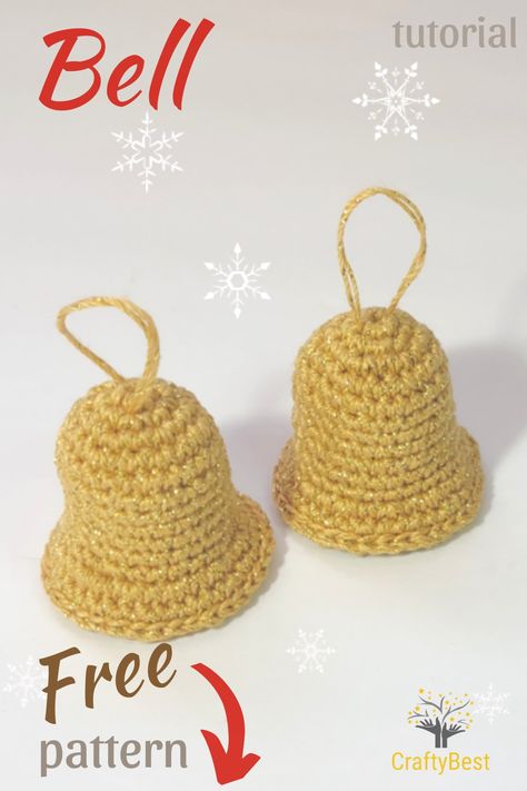 Crochet Bells, Crochet Bell, Crochet Christmas Bells Free Patterns, Bell Crochet Pattern Free, Christmas Bells Crochet Free Pattern, Crochet Christmas Bells Pattern Free, Crochet Bells Pattern Free, Bell Crochet Pattern, Crocheted Bells Free Patterns