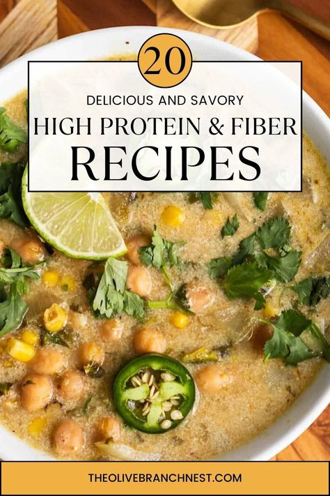 Explore a collection of meals packed with high fiber and high protein to fuel your day from breakfast to dinner. Our recipes cover everything from energizing smoothies and hearty snacks to nutritious lunches and satisfying dinners. Tailor your diet with foods that keep you full and energized. Perfect for anyone looking to balance their intake with delicious options.Clear chat High Fiber And Protein Foods, Full Protein Meals, Healthy Fiber Meals, High Fiber Soup Recipes, High Fiber Protein Meals, High Fibre Meals, Fiber And Protein Meals, High Fiber Pasta Recipes, High Protein High Fiber Meal Prep