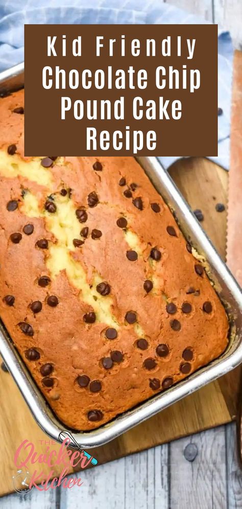 Homemade is obviously everybody’s favorite, but as a working Mom- that means it’s got to be quick and easy to prepare. This easy pound cake with chocolate chips only requires basic baking ingredients. Which is why I love a good pound cake recipe. Elevate the classic with this easy chocolate chip pound cake recipe. It’s simple to make, then just bake, and enjoy a little post dinner dessert. Click here to view this quick recipe from thequickerkitchen.com. Chocolate Chip Pound Cake With Pudding, Cake With Chocolate Chips, Baking Corner, Basic Baking, Best Pound Cake Recipe, Chocolate Chip Pound Cake, Easy Pound Cake, Pound Cake Recipe, Chocolate Chip Cake