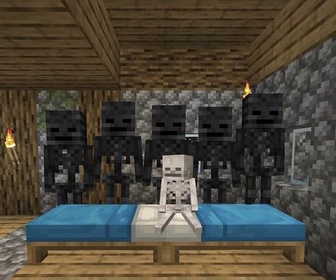 Bed Meme, Mine Meme, Minecraft Mine, Minecraft Skeleton, Minecraft Bed, New Year Meme, Minecraft Meme, Minecraft Images, Minecraft Funny