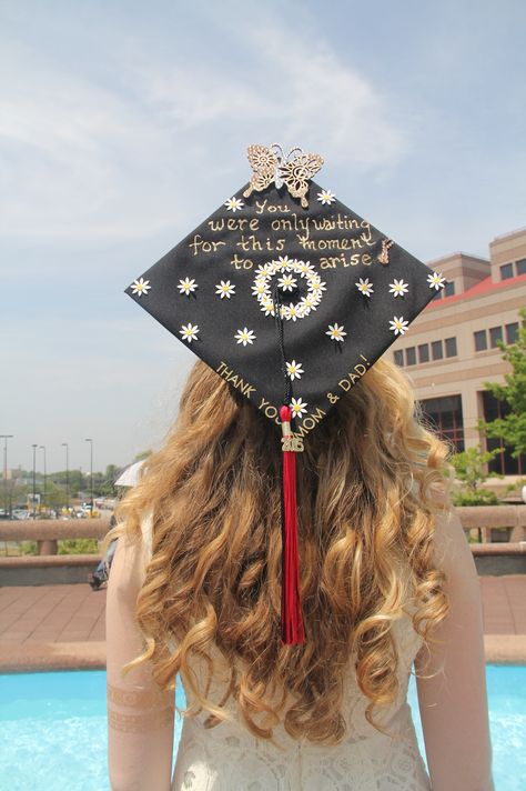 My graduation cap! Quote from Blackbird, by The Beatles #graduationcap #crafts #beatles Quotes For Graduation Caps, Cap Quotes, Graduation Cap Designs College, Beatles Party, Grad Cap Decorated, Graduation Cap Decoration Diy, High School Graduation Cap, Grad Hat, Grad Cap Designs