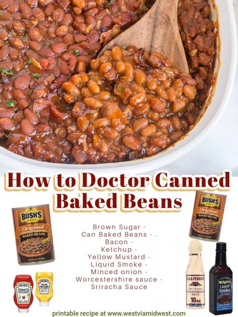 Baked Beans Recipe Using Bushes Baked Beans, Bush Bake Beans Recipe, Bush's Baked Beans Recipe, What To Add To Baked Beans, Better Baked Beans, Doctor Up Baked Beans, Baked Beans With Bush's Baked Beans, Baked Beans Bush's, Dress Up Canned Baked Beans