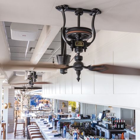 Vintage-Style Ceiling Fans Bring Charm to CoV in Wayzata- Vintage is always in! Steam Punk Ceiling Fan, Spray Painted Furniture, Vintage Ceiling Fan, Belt Driven Ceiling Fans, Barbershop Decor, Vintage Home Offices, Vintage Ceiling Fans, Spray Paint Furniture, Ceiling Fan Makeover